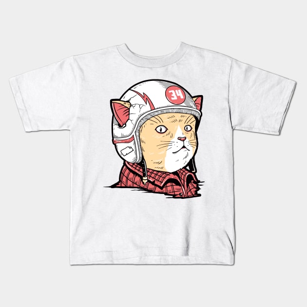 Cat racer Kids T-Shirt by sharukhdesign